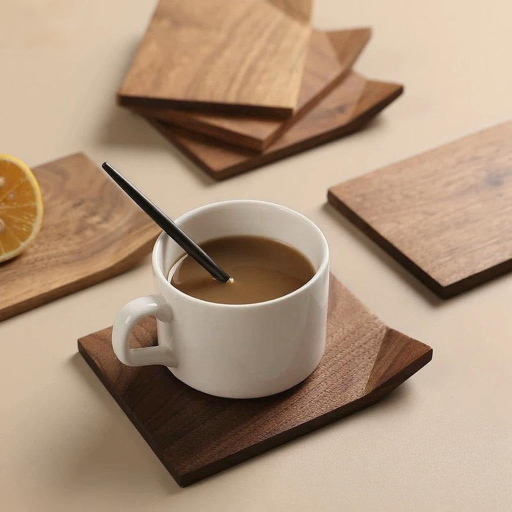Folded Corner Walnut Coaster Set (4 pcs)