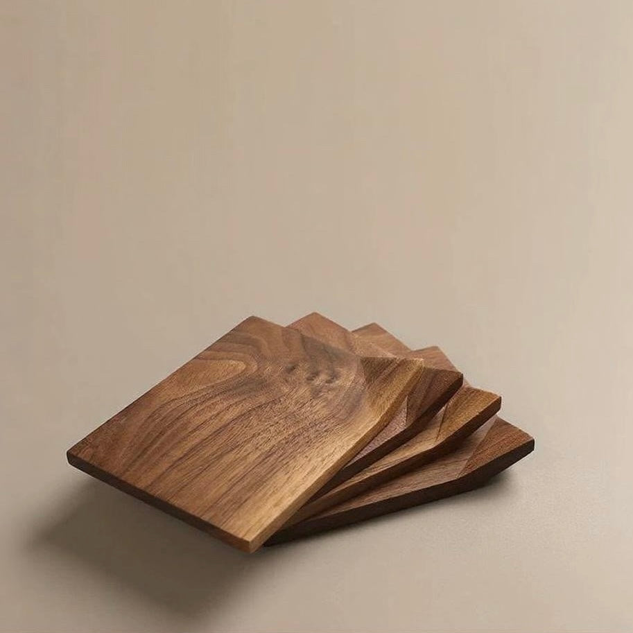 Folded Corner Walnut Coaster Set (4 pcs)