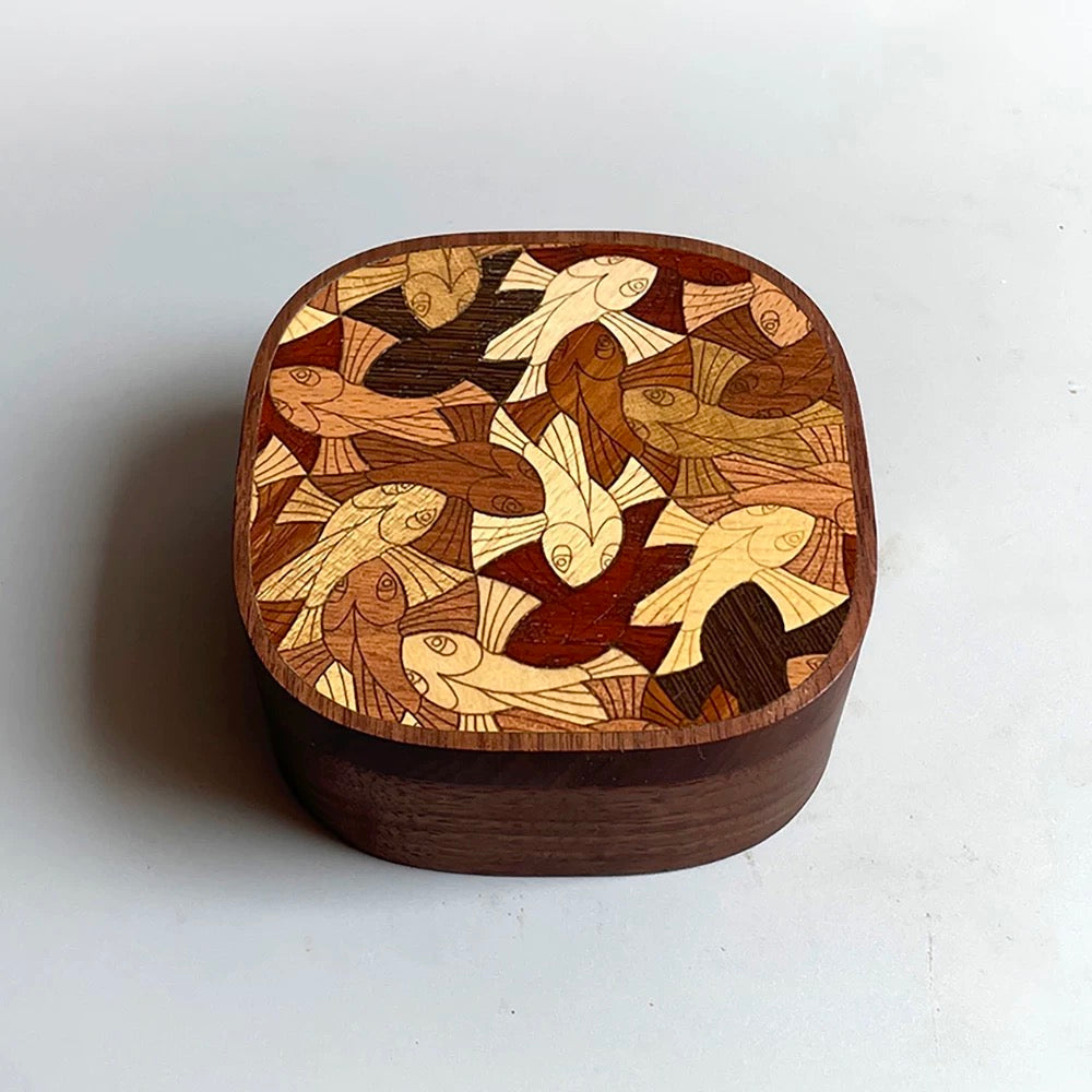 Inlaya Handmade Walnut Retro Magnetic Jewelry Box