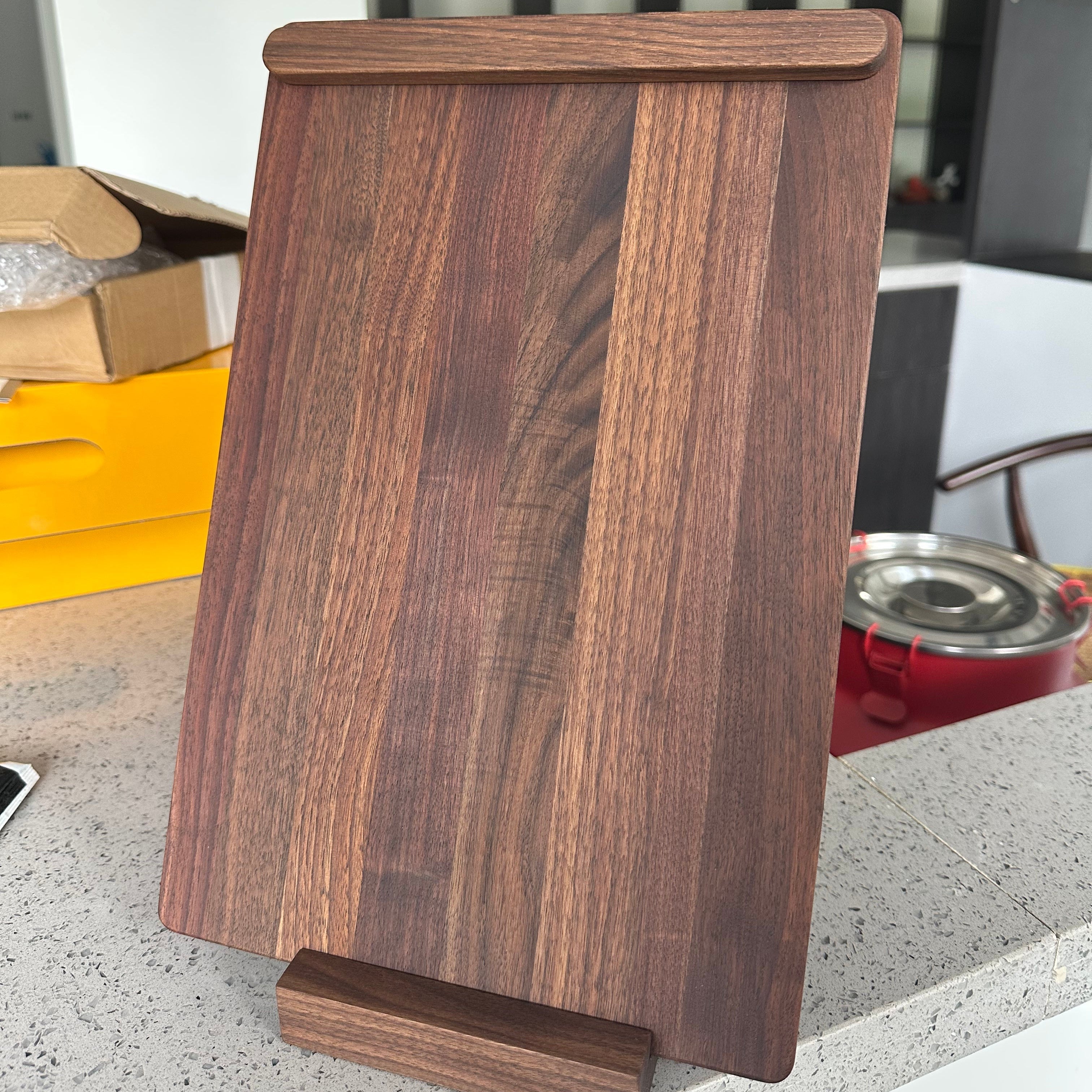 Woodlist Walnut Tabletop Menu Stand