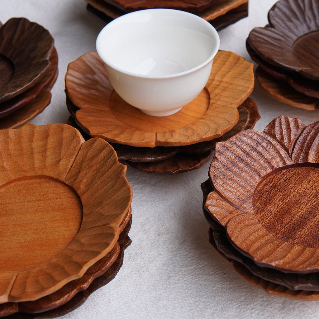 Bloom Handcrafted Floral Wooden Tea Coasters