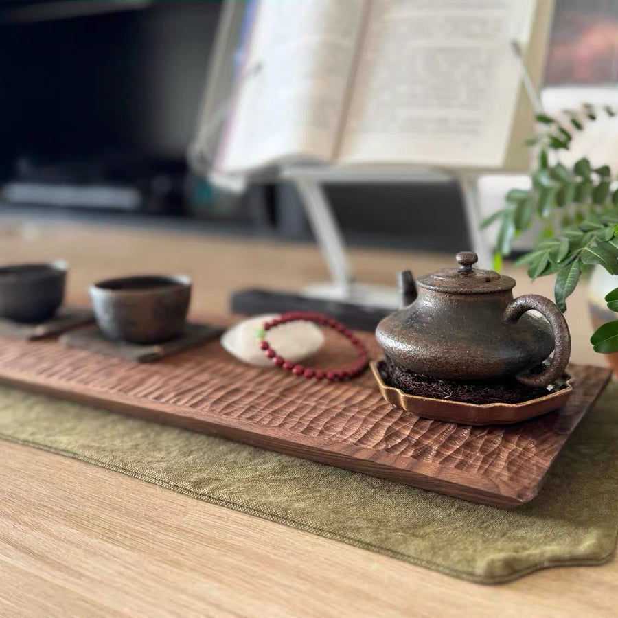 TLine Handcrafted Textured Walnut Tea Tray