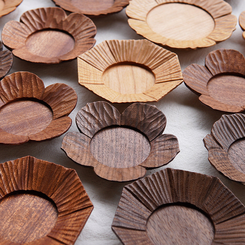 Bloom Handcrafted Floral Wooden Tea Coasters