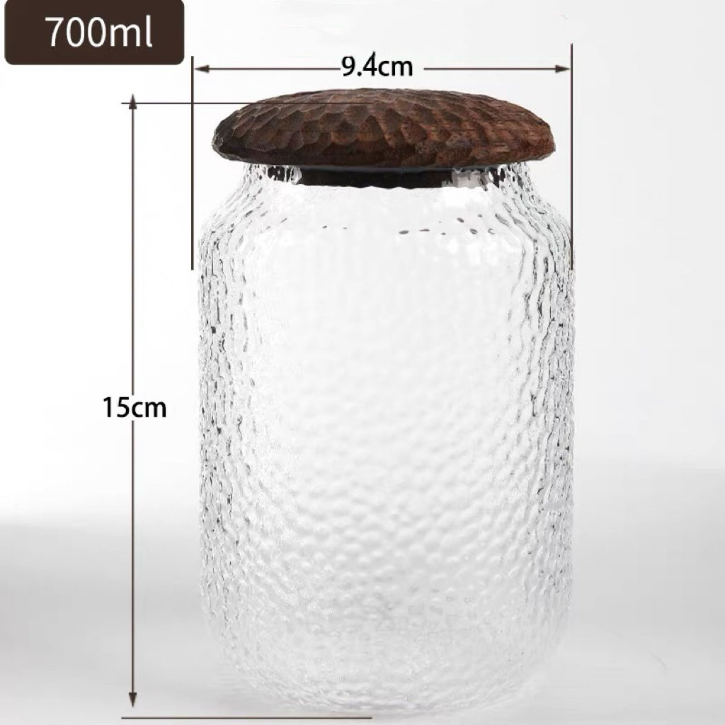 Haven Walnut Glass Coffee Containers with Hammered Seal