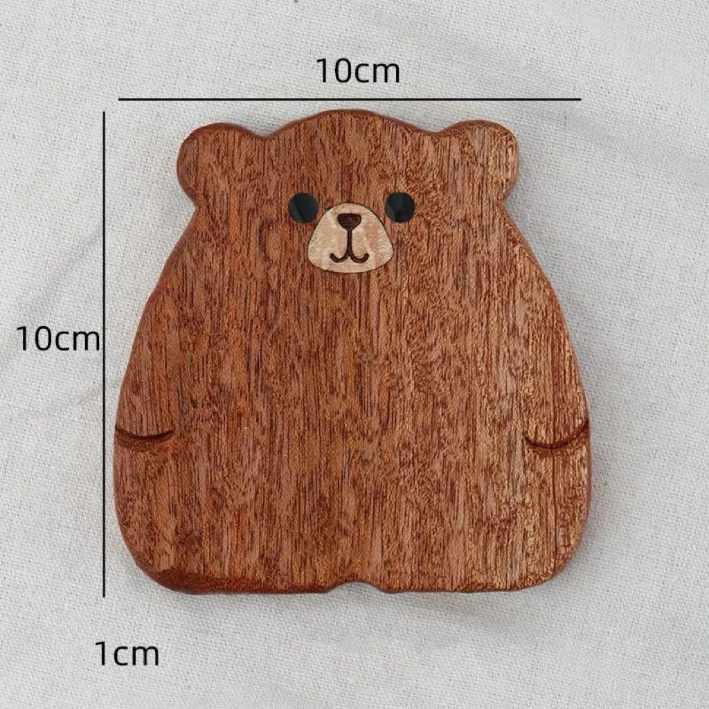 Little Bear/Cat Handcrafted Walnut Coasters
