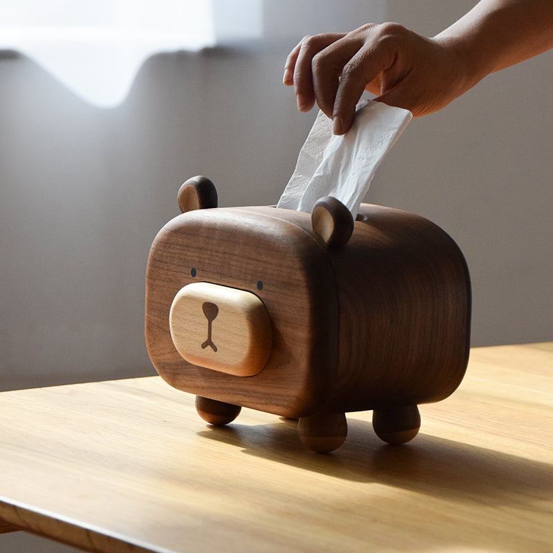 HoneyBear Walnut Tissue Box
