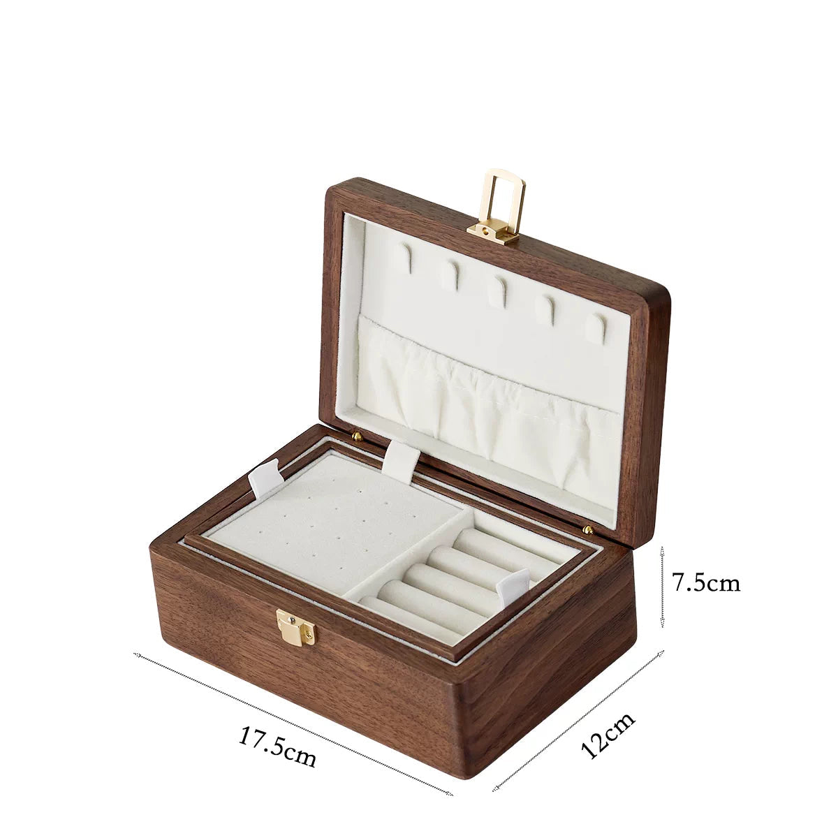Velvet Walnut Minimalist Two-Layer Jewelry Box