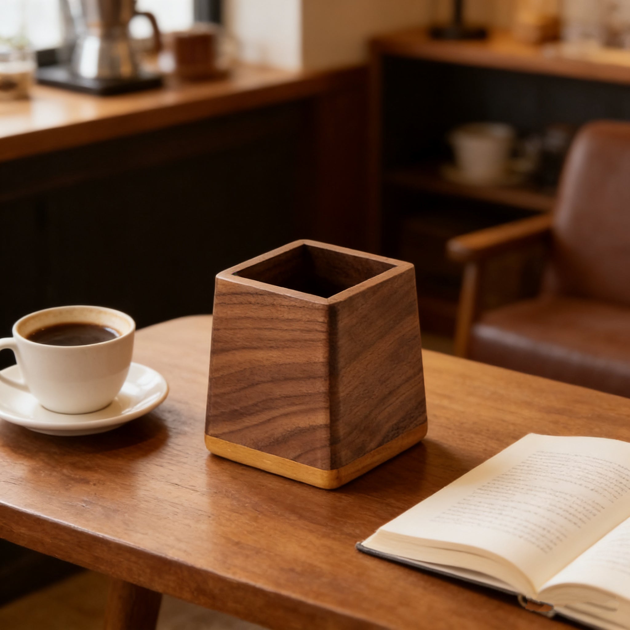 BrewTidy Walnut Coffee Stick Storage Box