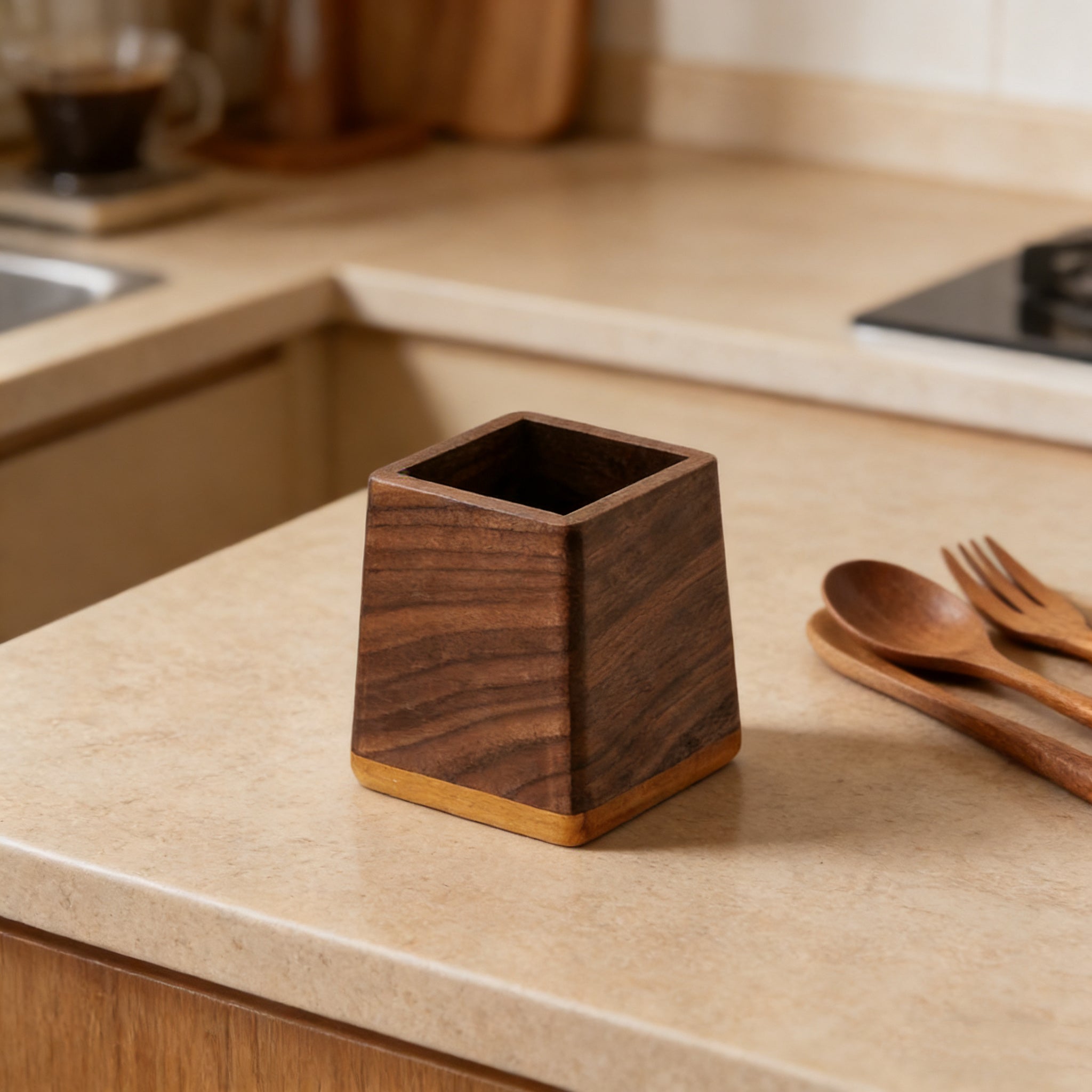 BrewTidy Walnut Coffee Stick Storage Box