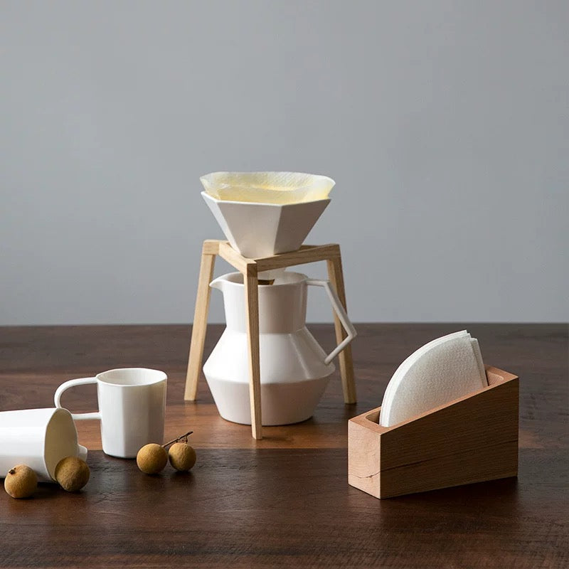 BrewBar Solid Wood V60 Coffee Filter Paper Holder