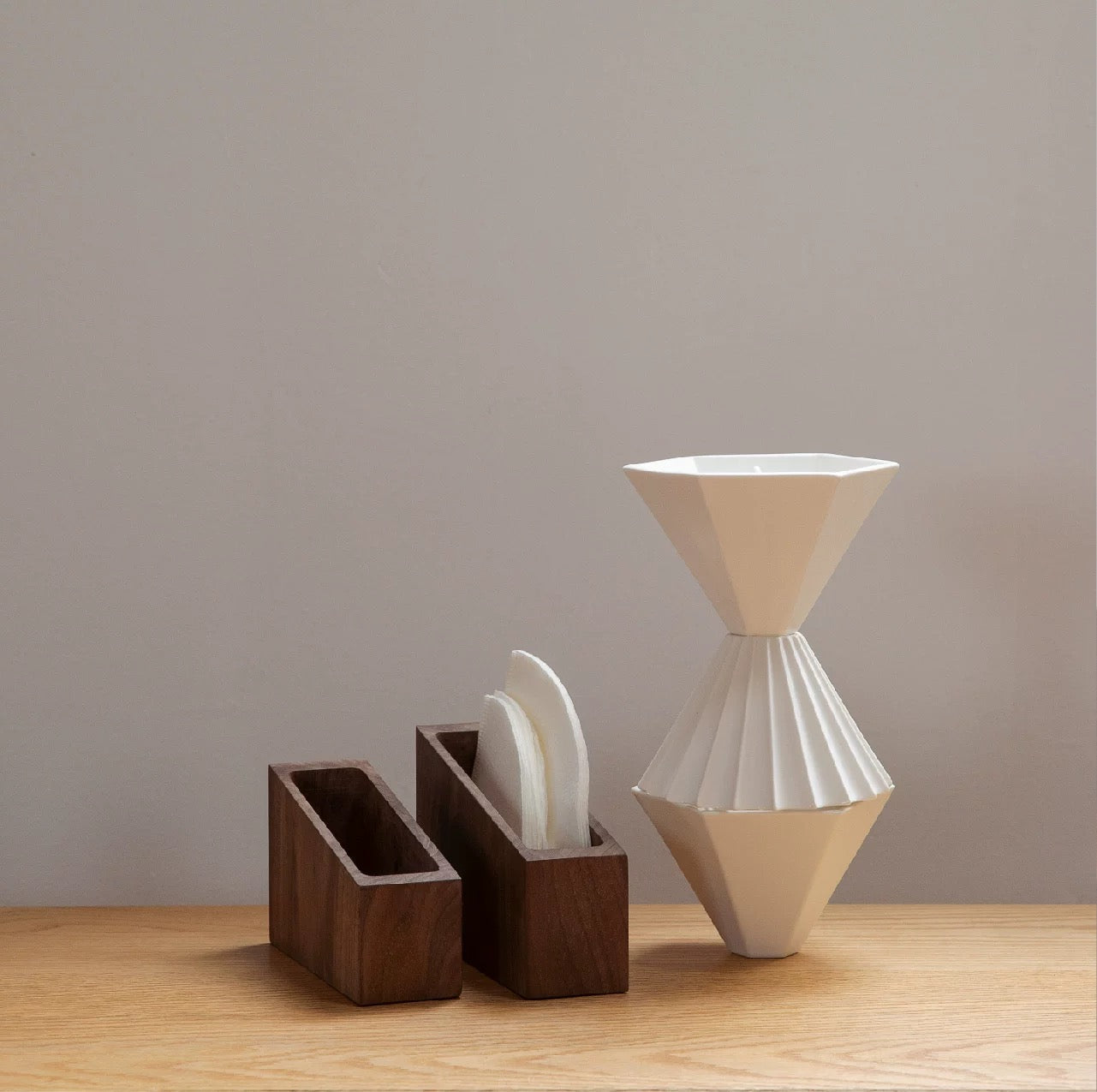 BrewBar Solid Wood V60 Coffee Filter Paper Holder