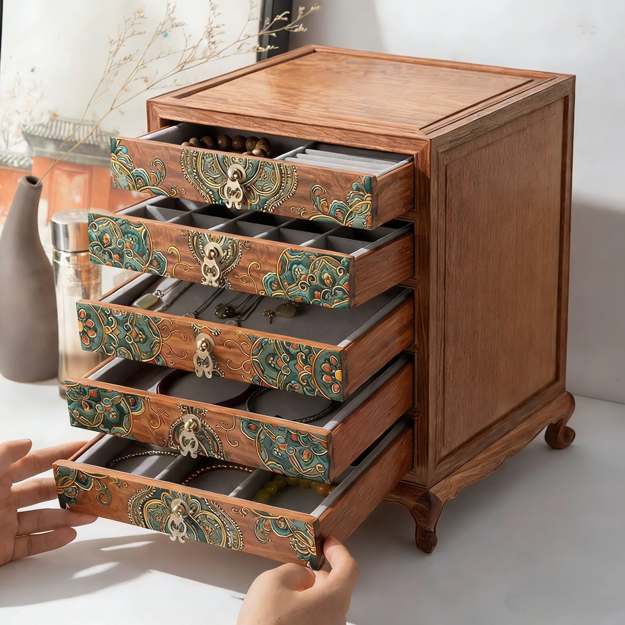 Orna Luxury Rosewood Jewelry Organizer Cabinet
