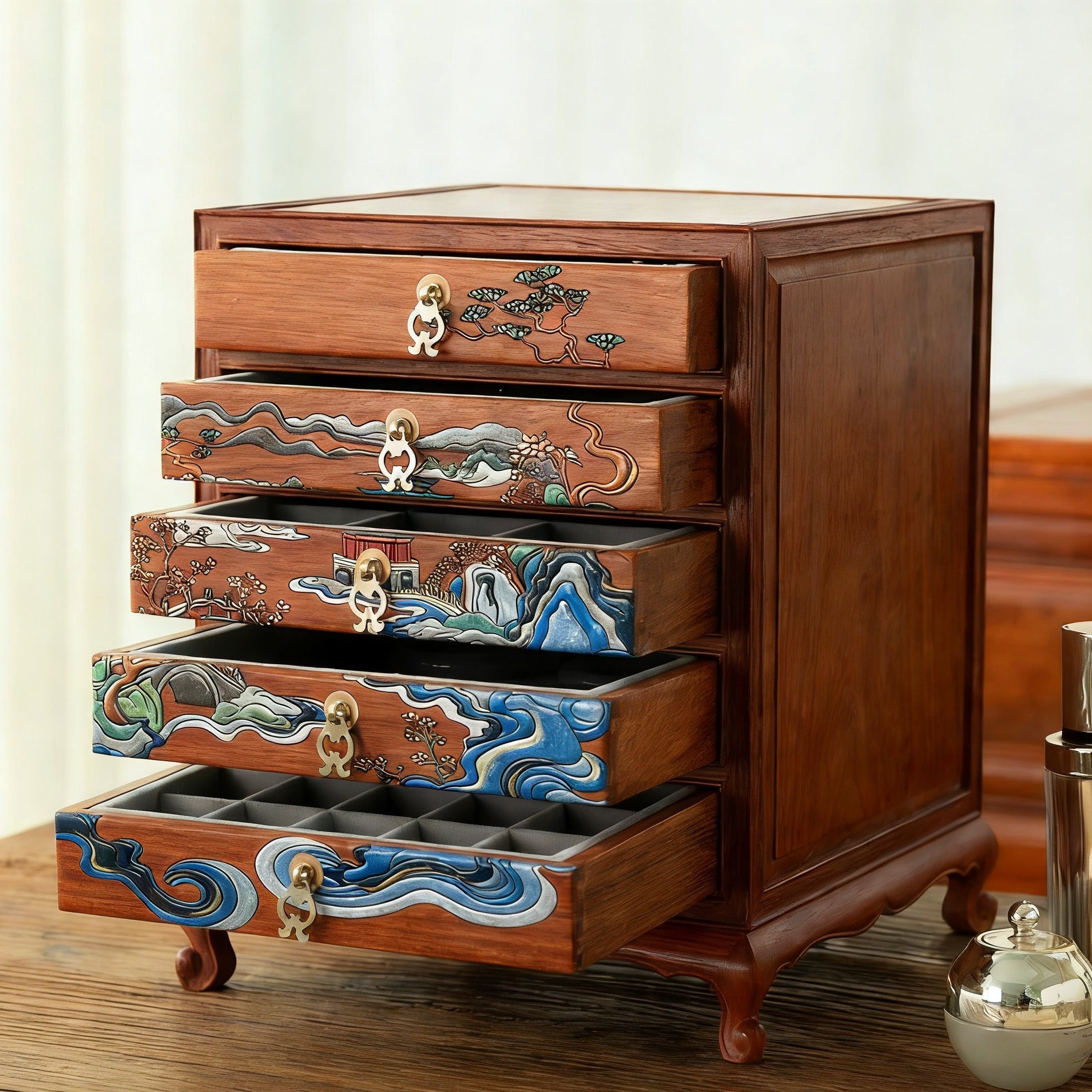 Orna Luxury Rosewood Jewelry Organizer Cabinet