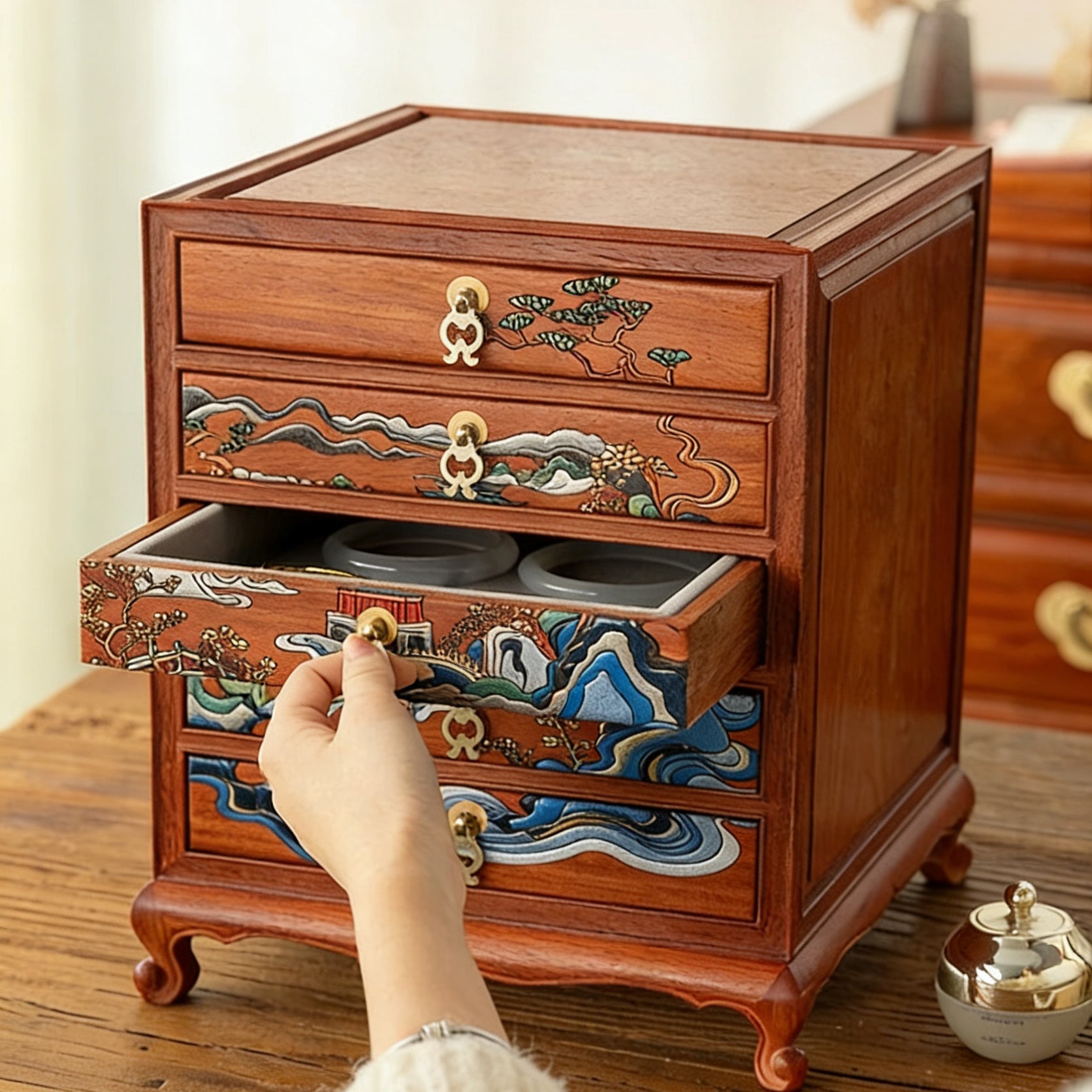 Orna Luxury Rosewood Jewelry Organizer Cabinet
