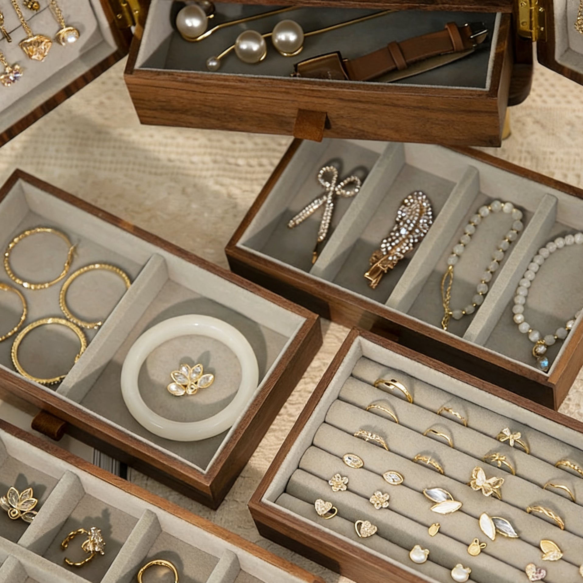 Lunor Solid Wood Jewelry Organizer Cabinet with 5 Drawers