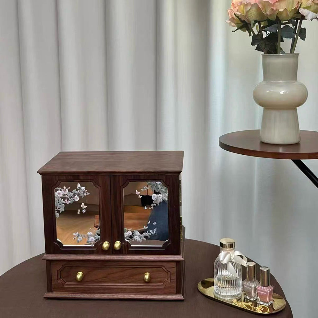 Lustre Solid Walnut Jewelry Storage Cabinet Organizer