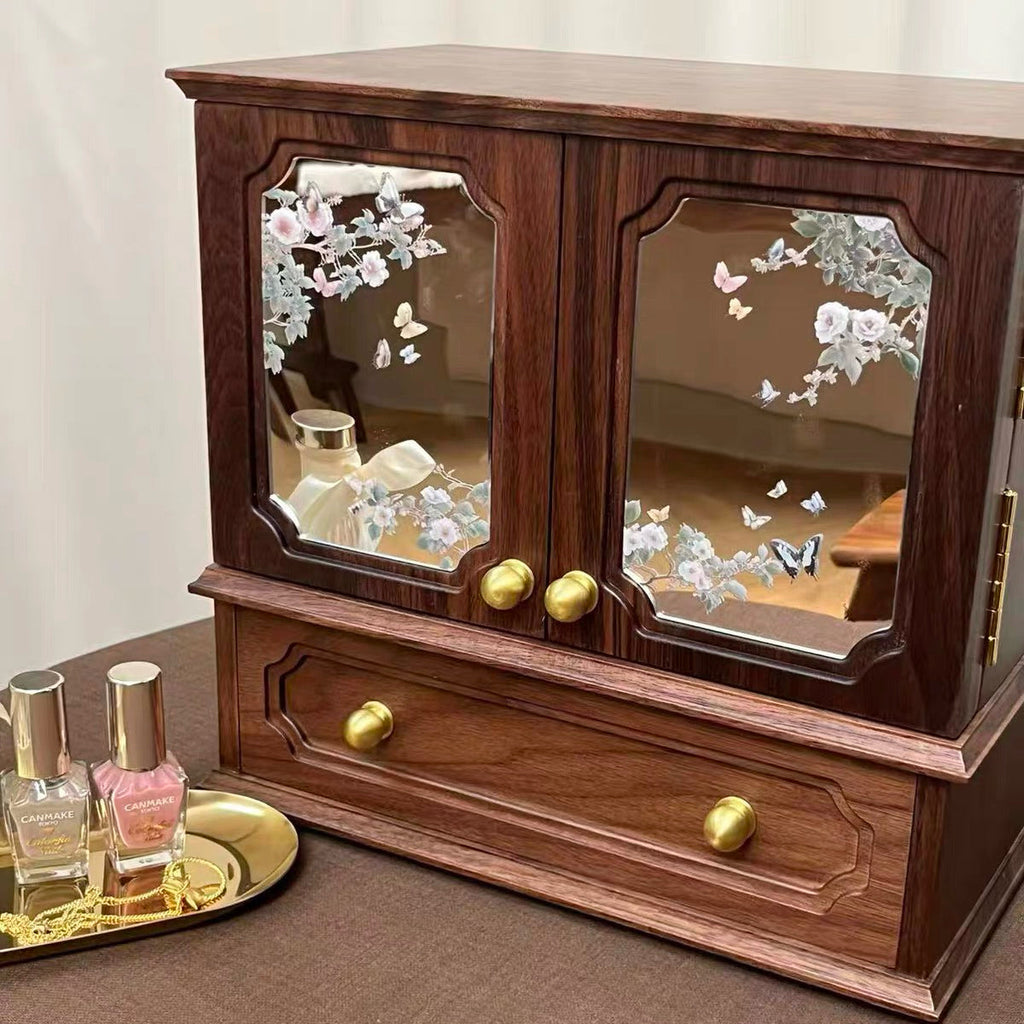 Lustre Solid Walnut Jewelry Storage Cabinet Organizer