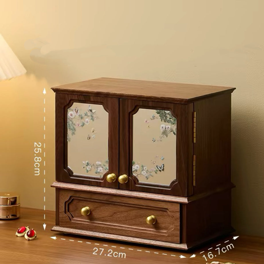 Lustre Solid Walnut Jewelry Storage Cabinet Organizer