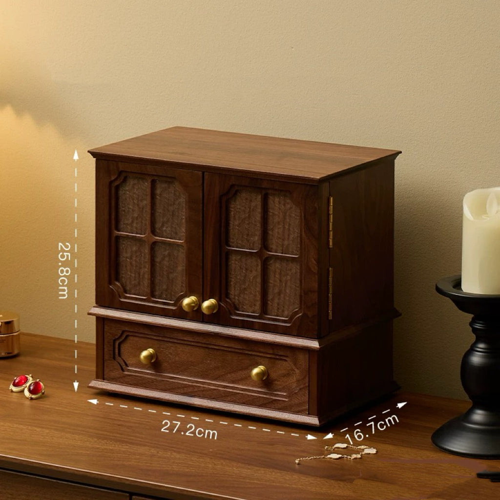 Lustre Solid Walnut Jewelry Storage Cabinet Organizer