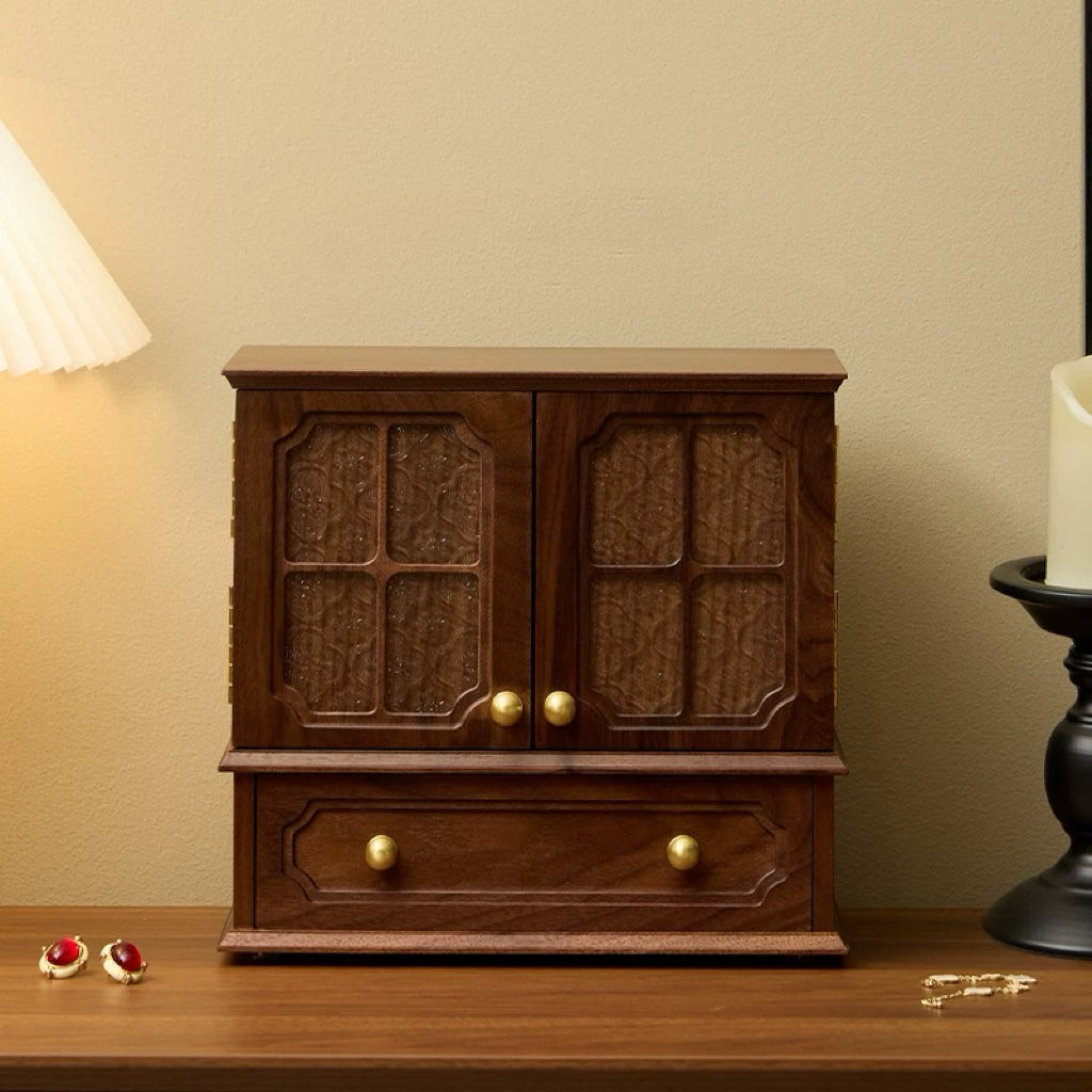 Lustre Solid Walnut Jewelry Storage Cabinet Organizer