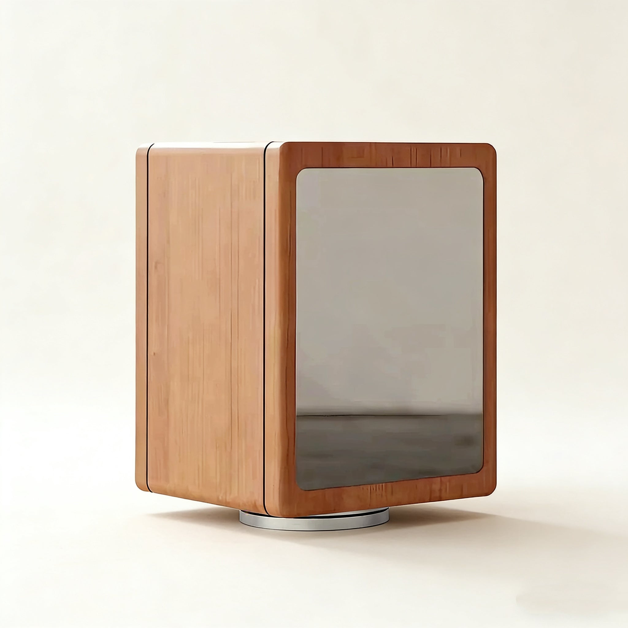Bearry Solid Wood Rotating Jewelry Organizer Cabinet With Mirror