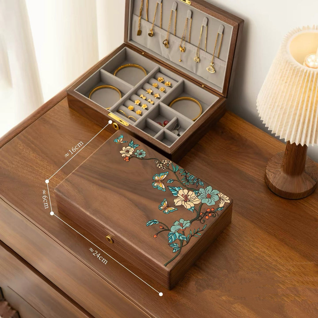Eira Walnut Hand-Painted Jewelry Box