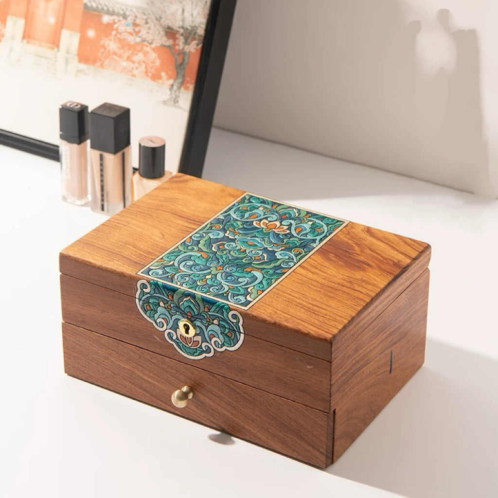Solin Wooden Jewelry Box with Dual Drawers