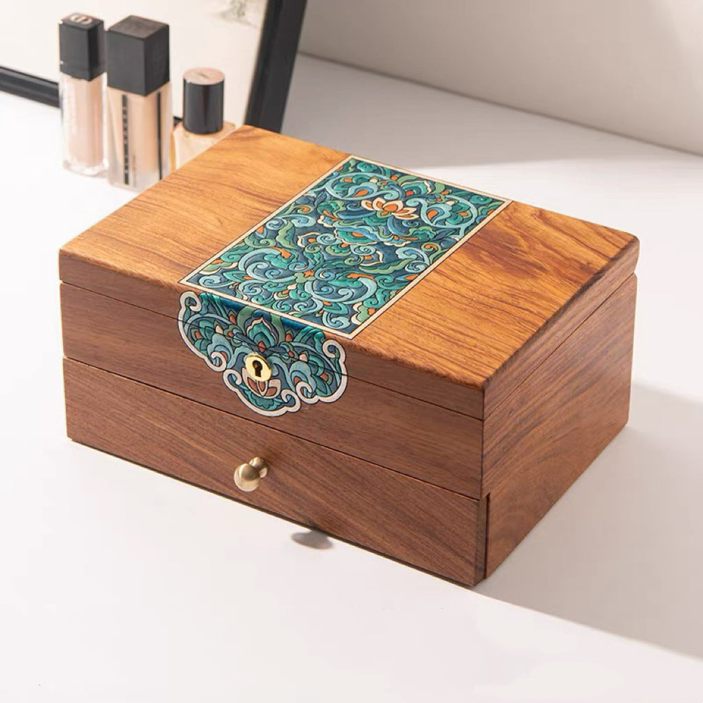 Solin Wooden Jewelry Box with Dual Drawers