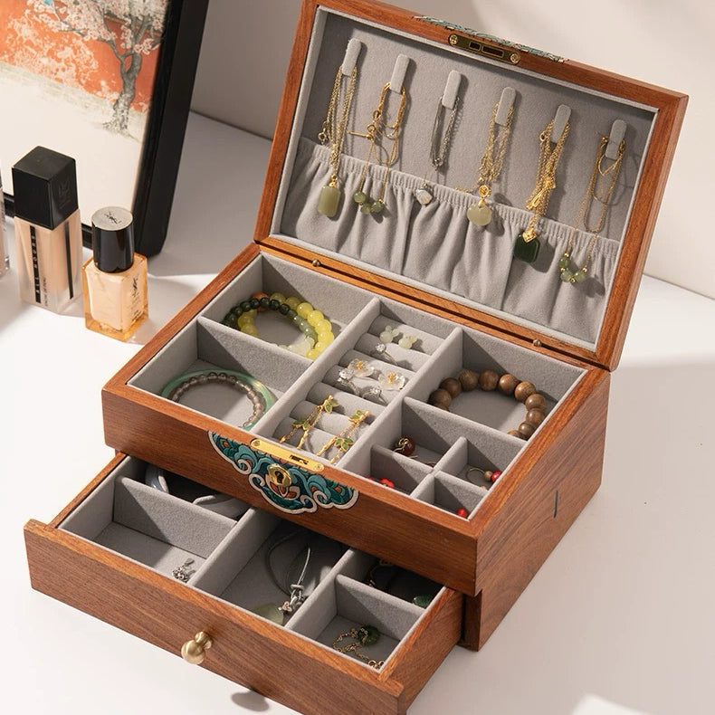 Solin Wooden Jewelry Box with Dual Drawers