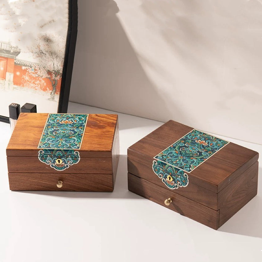Solin Wooden Jewelry Box with Dual Drawers