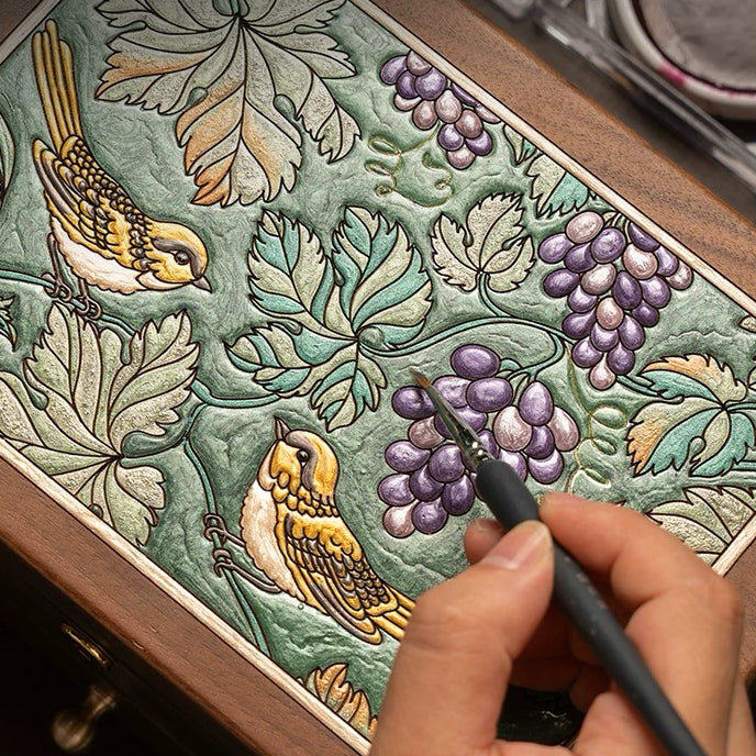 Vinebird Solid Wood Jewelry Box with Dual Drawers
