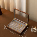 Gemripple Walnut Jewelry Box with Textured Glass Lid