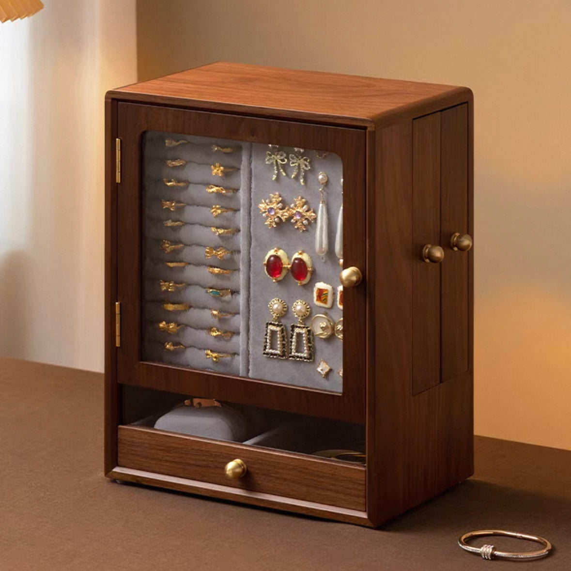 Rosalie Walnut Jewelry Organizer Cabinet