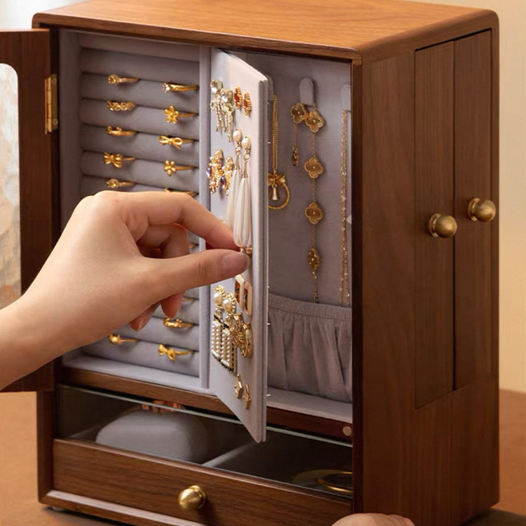 Rosalie Walnut Jewelry Organizer Cabinet