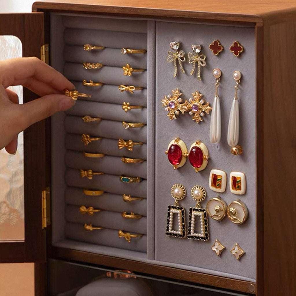Rosalie Walnut Jewelry Organizer Cabinet
