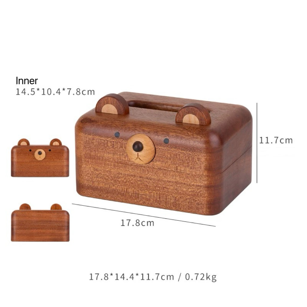 HoneyBear Walnut Tissue Box