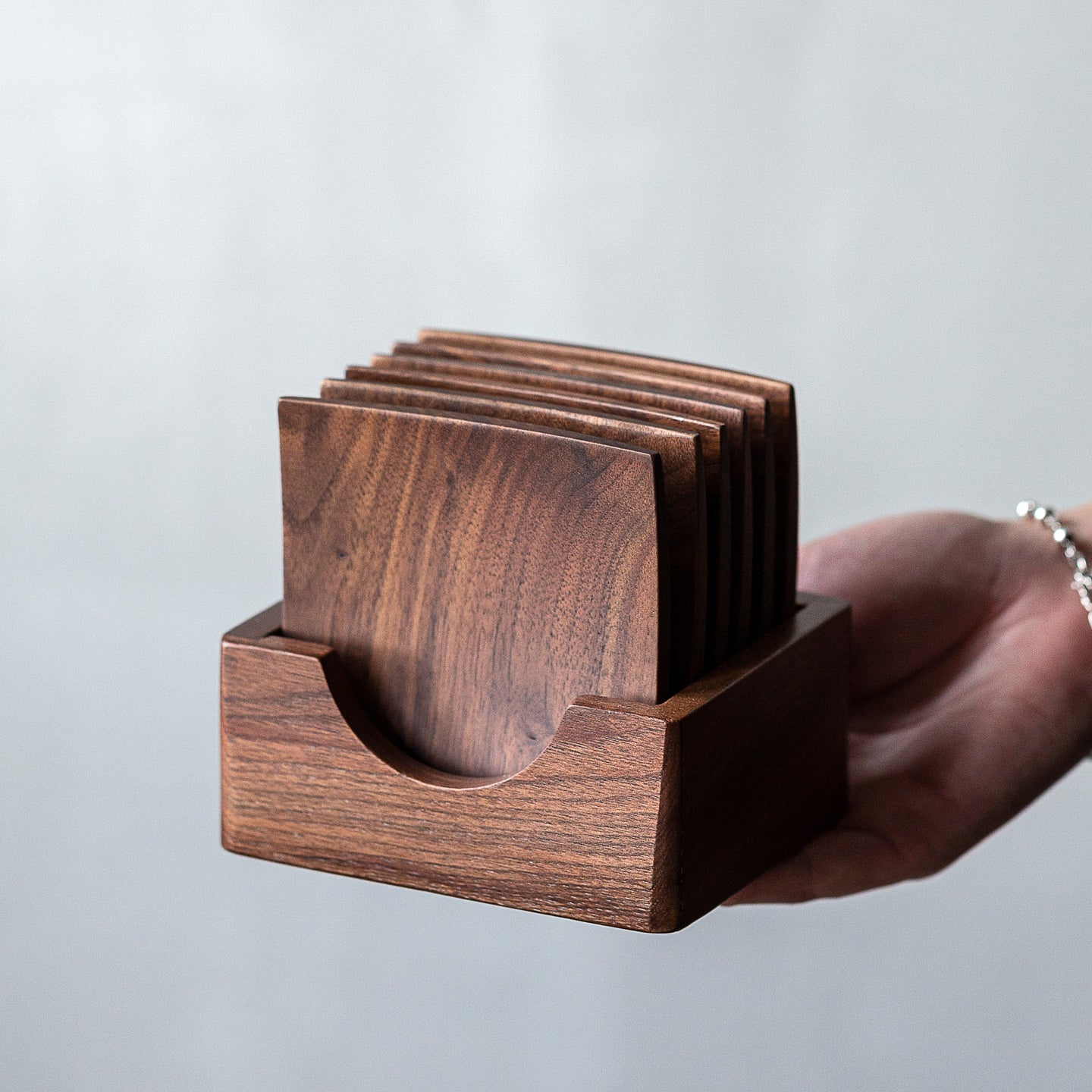 Rishi Walnut Square Coaster Set (6 pcs)