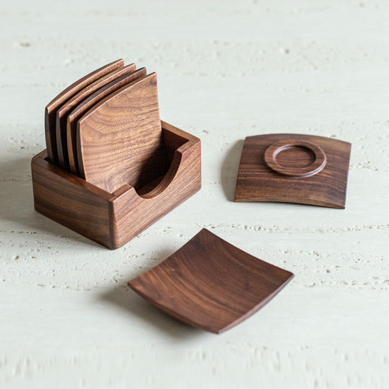 Rishi Walnut Square Coaster Set (6 pcs)