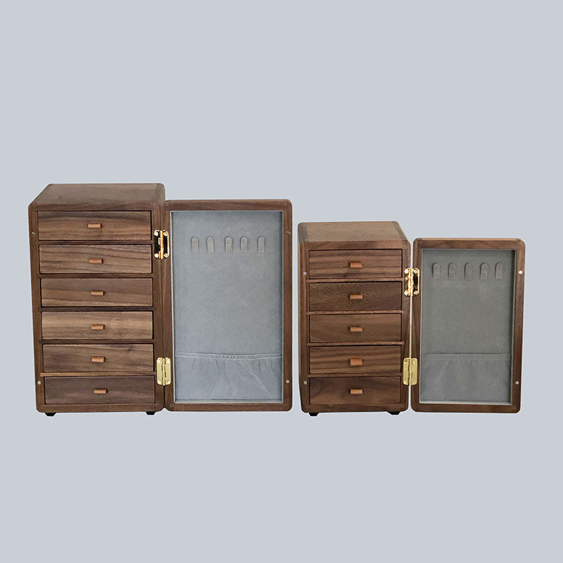 Floral Walnut Multi-Drawer Jewelry Organizer