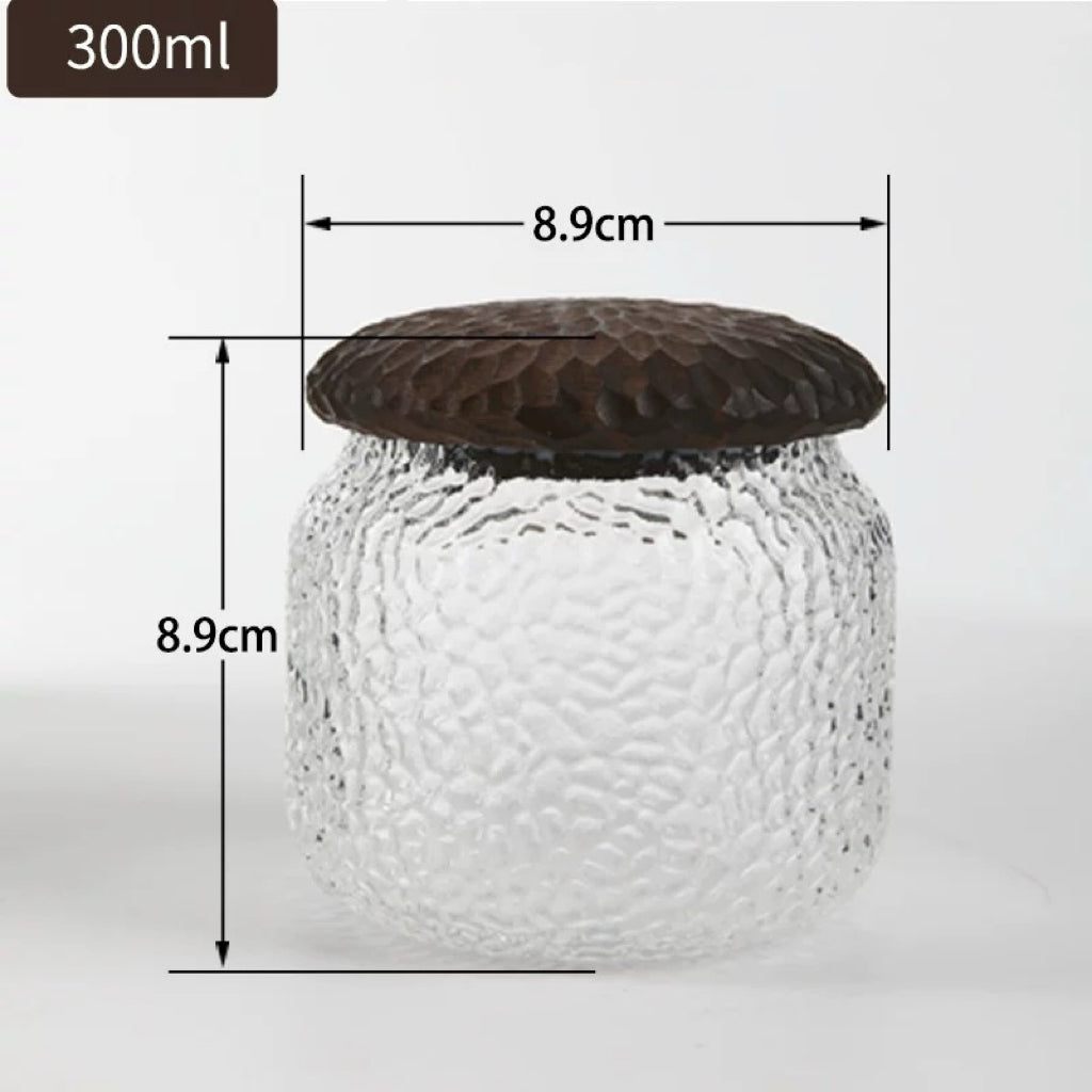 Haven Walnut Glass Coffee Containers with Hammered Seal