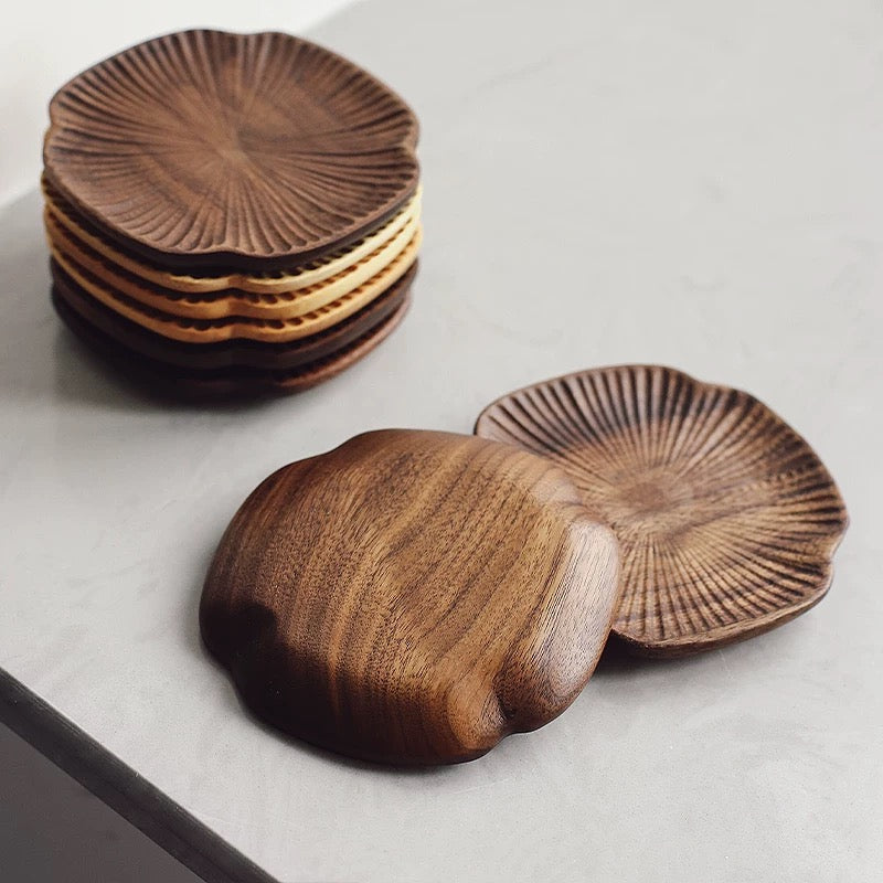 Lucky Clover Walnut Coaster Set (4 pcs)