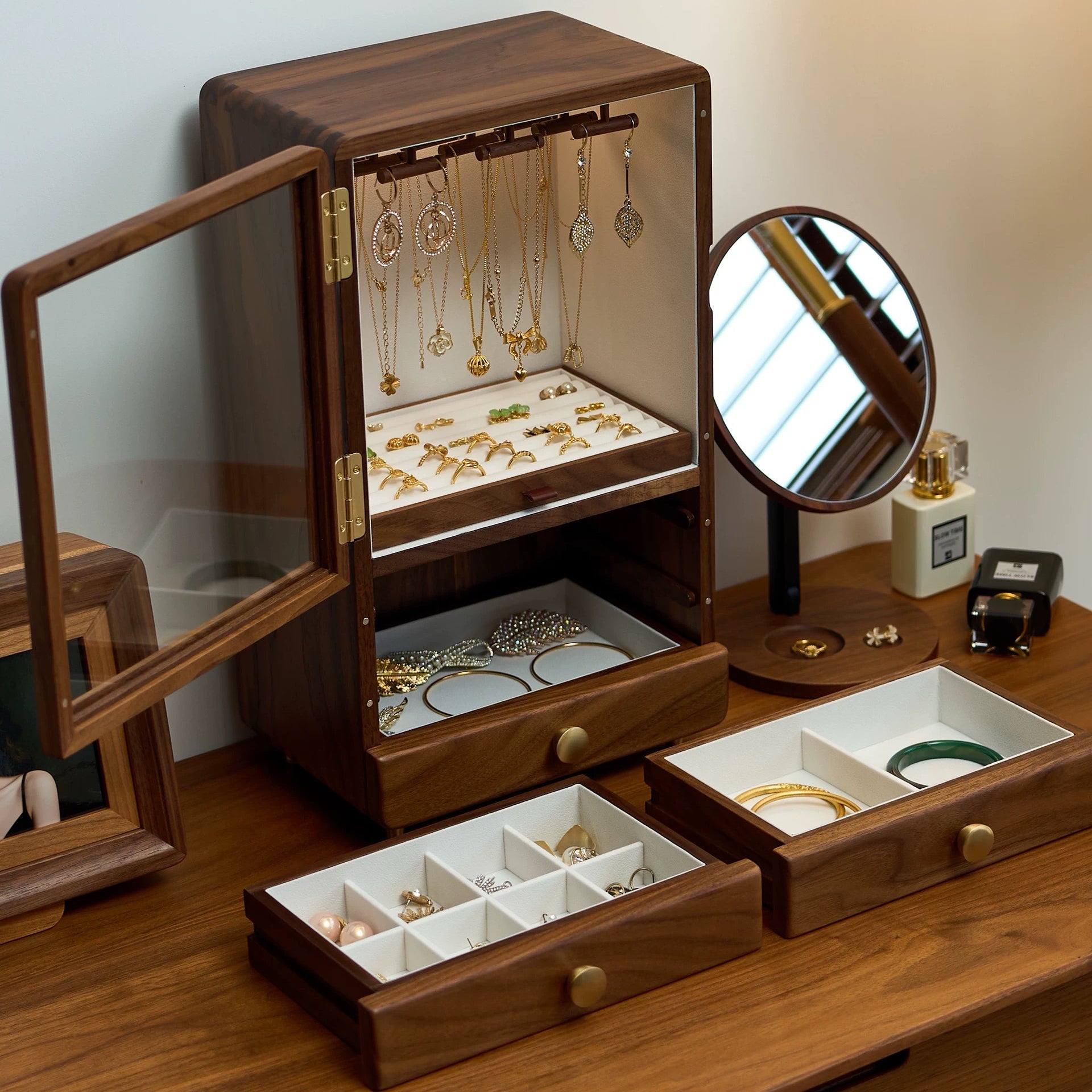 Lunaris Solid Walnut Jewelry Box