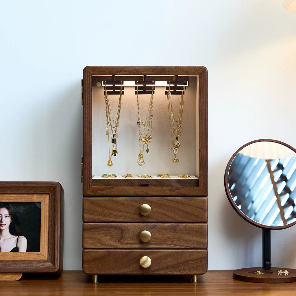 Lunaris Solid Walnut Jewelry Box