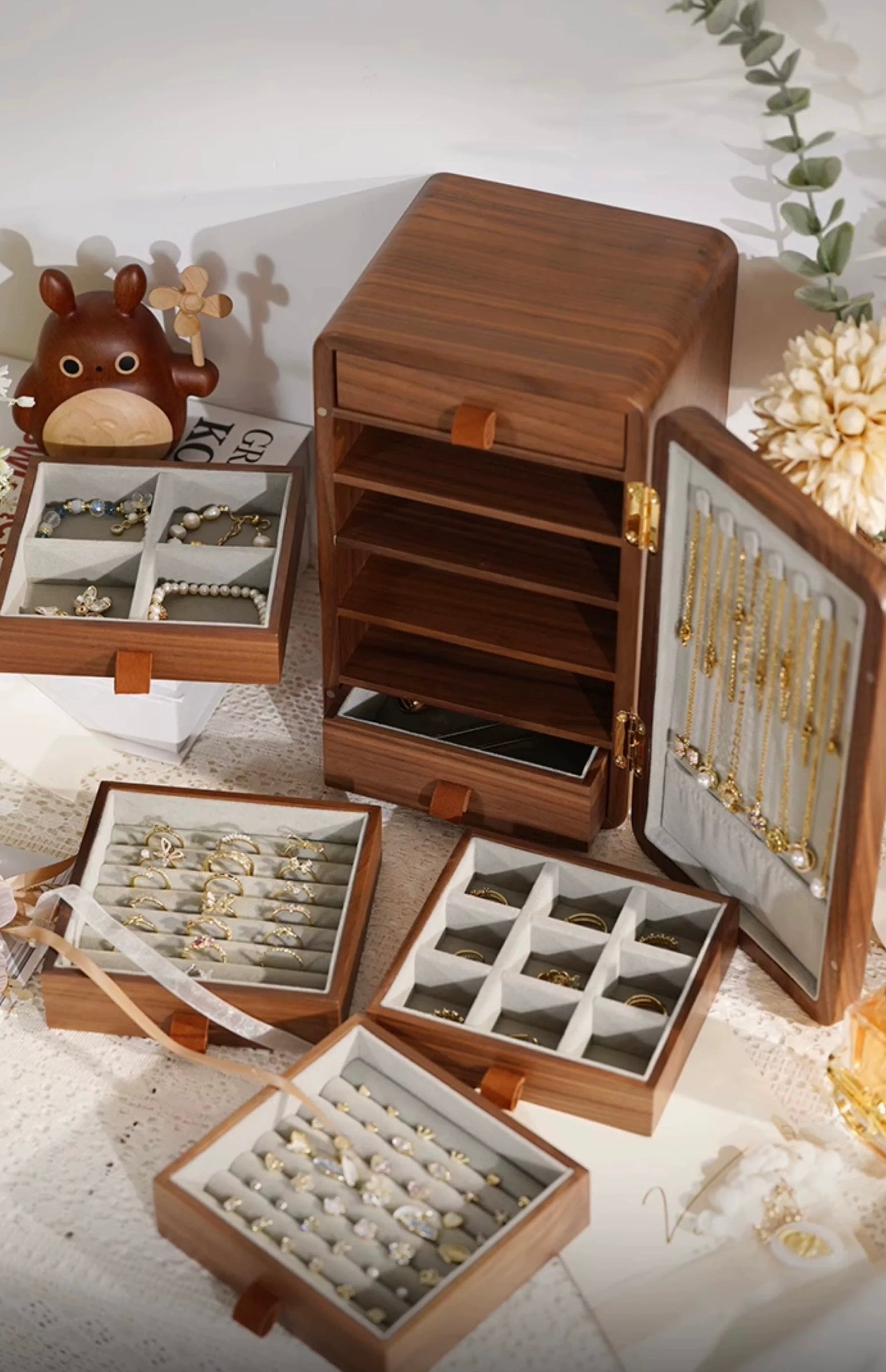 Prestige Walnut Jewelry Organizer Chest
