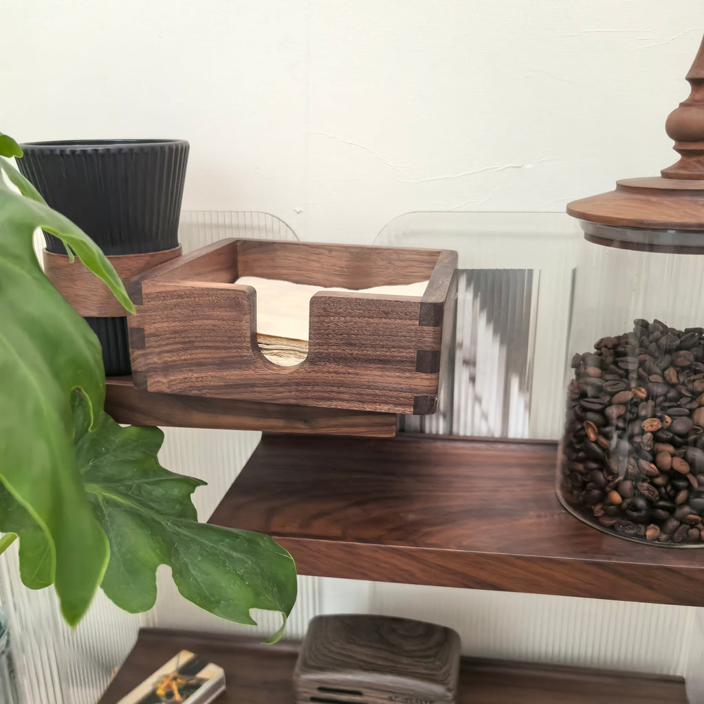 Cube Black Walnut Tissue Box