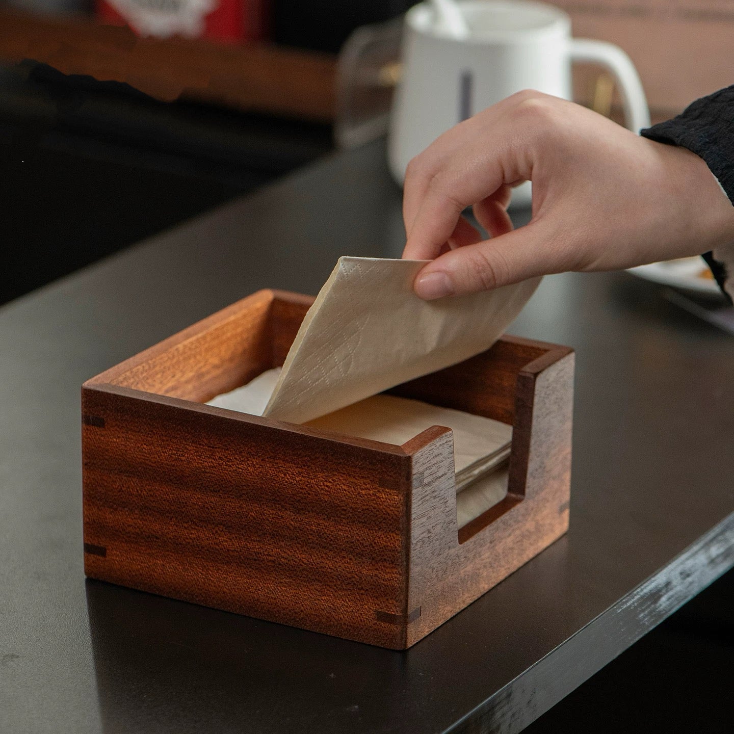 Cube Black Walnut Tissue Box