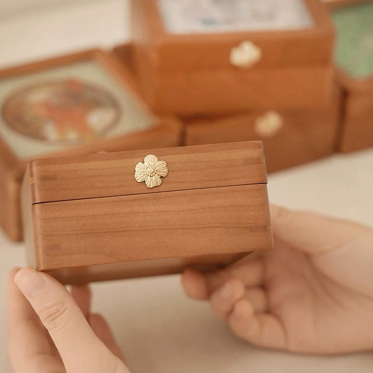 Merrin Solid Cherry Wood Jewelry Box With Creative Art Glass-Top