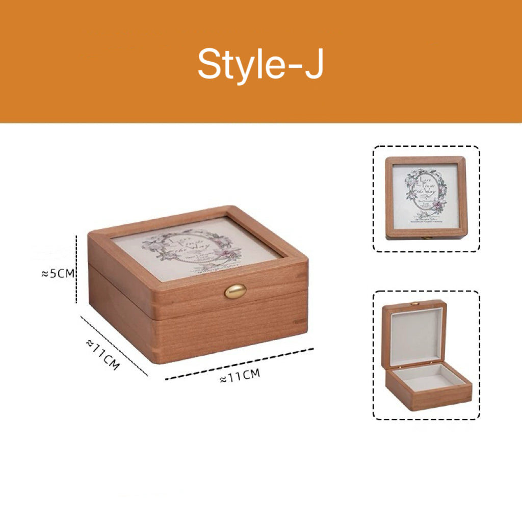 Merrin Solid Cherry Wood Jewelry Box With Creative Art Glass-Top