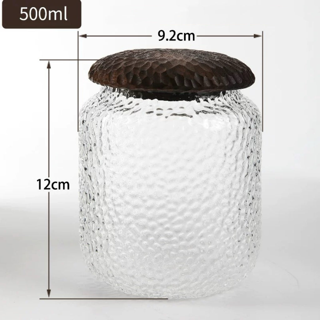 Haven Walnut Glass Coffee Containers with Hammered Seal