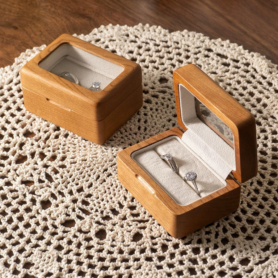 Lumina Natural Solid Wood Ring Box